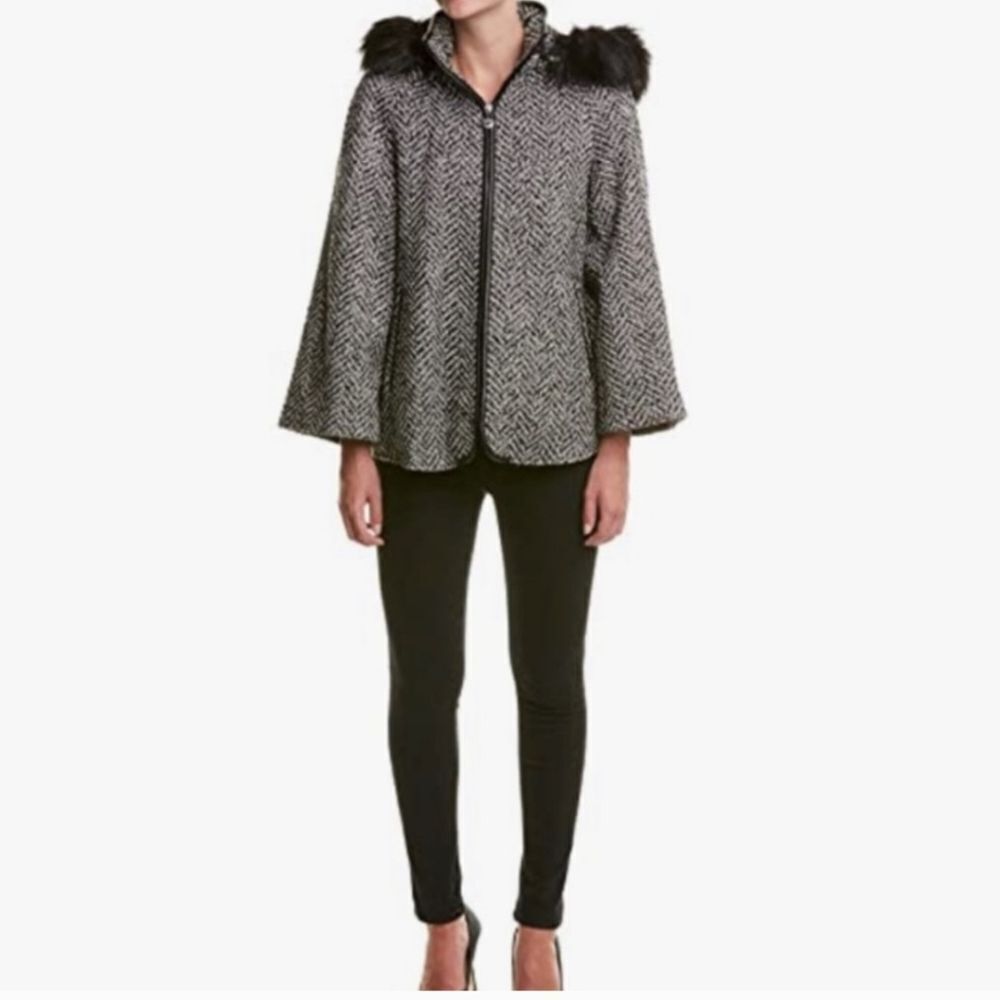 Betsey Johnson Transitional Black and White Tweed Jacket Coat Size S Statement